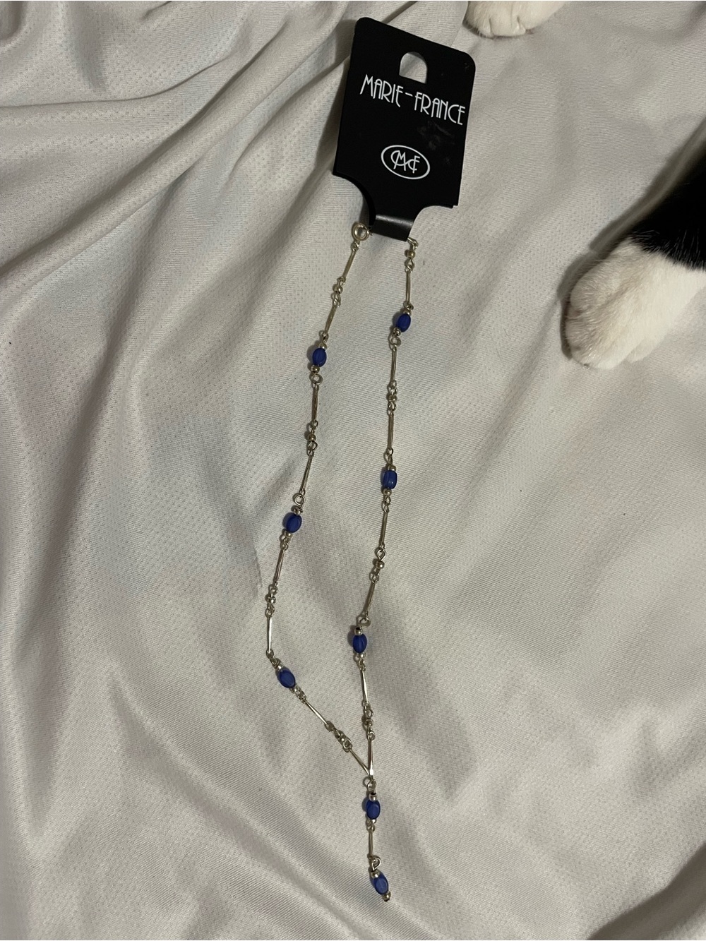 Blue Bead Silver-Tone Station Necklace